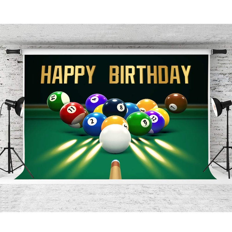 FHZON 7x5ft Birthday Party Backdrop Billiard Pool Balls Photography Backgrounds Snooker Contest Beginning Entertainment Game Theme Party Wallpaper Photo Booth Prop BJYYFH170 Multi - Image 3